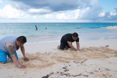 Creating a message in the sand...