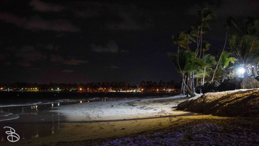 Nighttime shot of the beach to the south of the resort. Nighttime shot of the beach to the south of the resort.